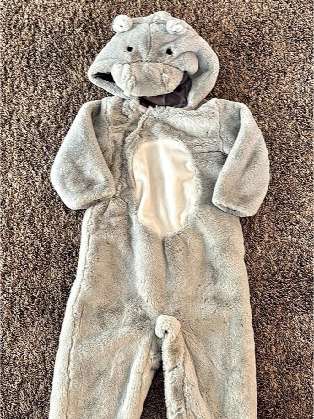Pottery Barn Kids Baby Hippo Costume Gray & White 12-24 Mos